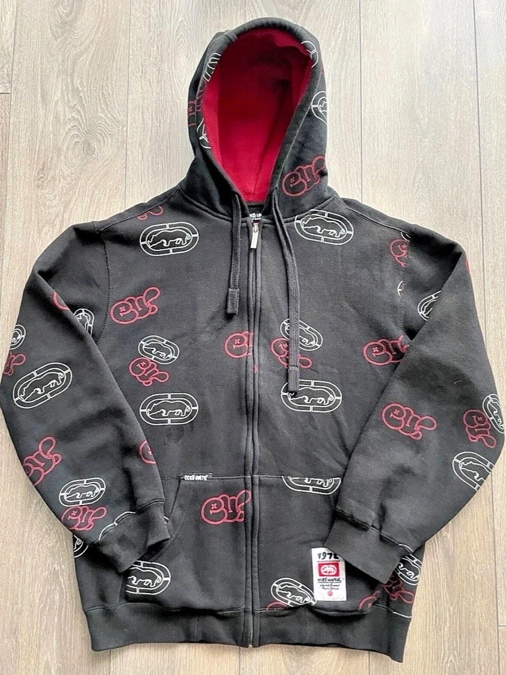 Vintage 2000s Ecko Unltd Graffiti All Over Hoodie Rare Y2K Grail Size S